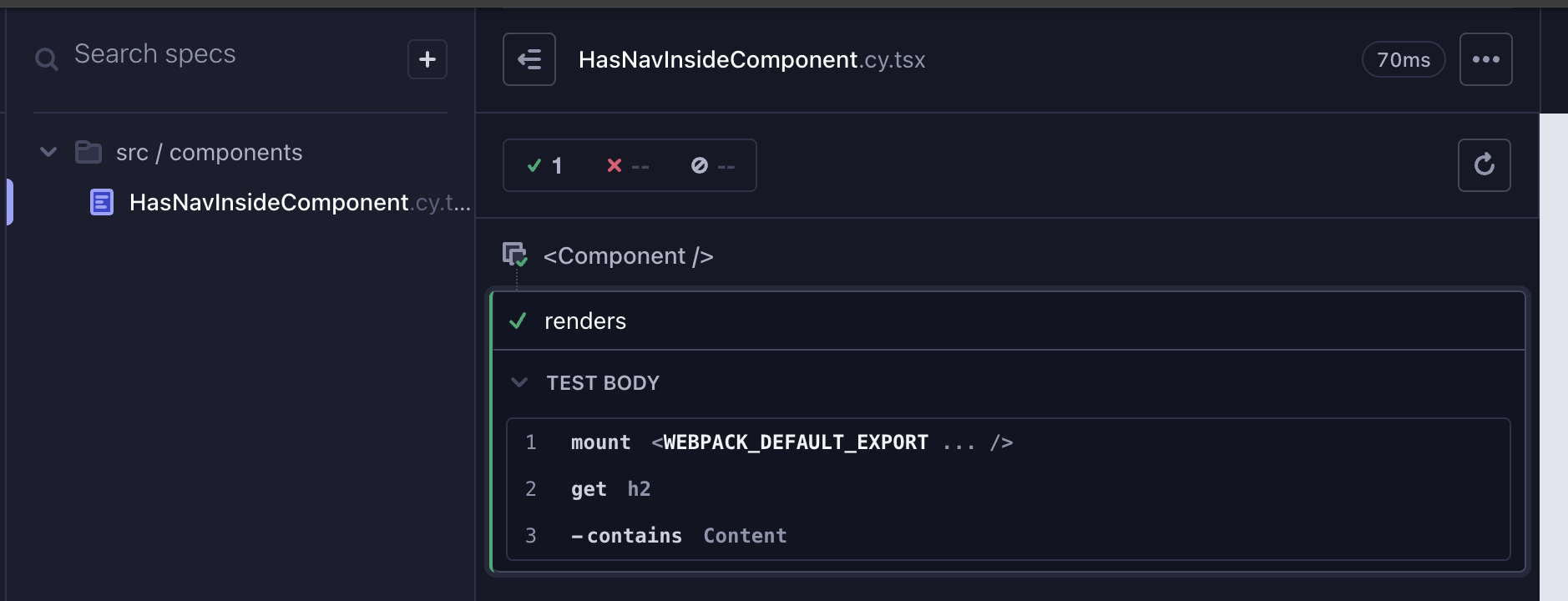 Cypress success screenshot